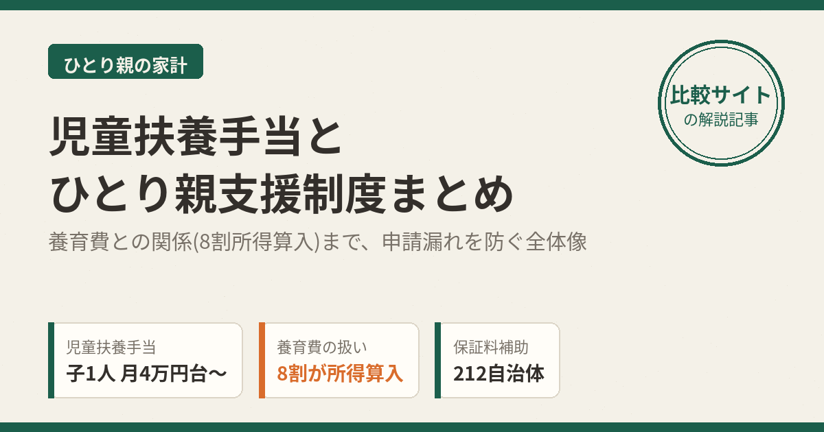 児童扶養手当とひとり親支援制度まとめ(養育費の8割所得算入)